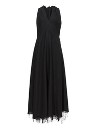 V-neck fringed maxi dress - Black