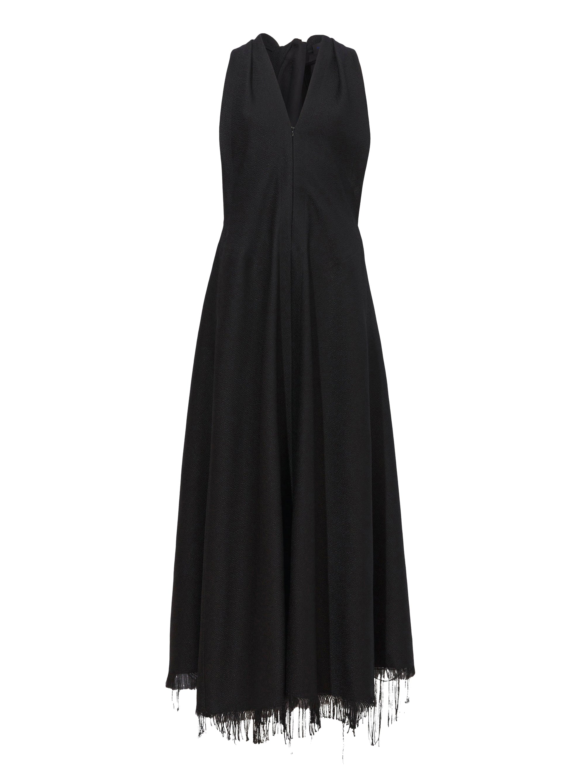 V-neck fringed maxi dress - Black