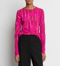 Long-sleeved tie & dye jumper - Fuschia Multicolor