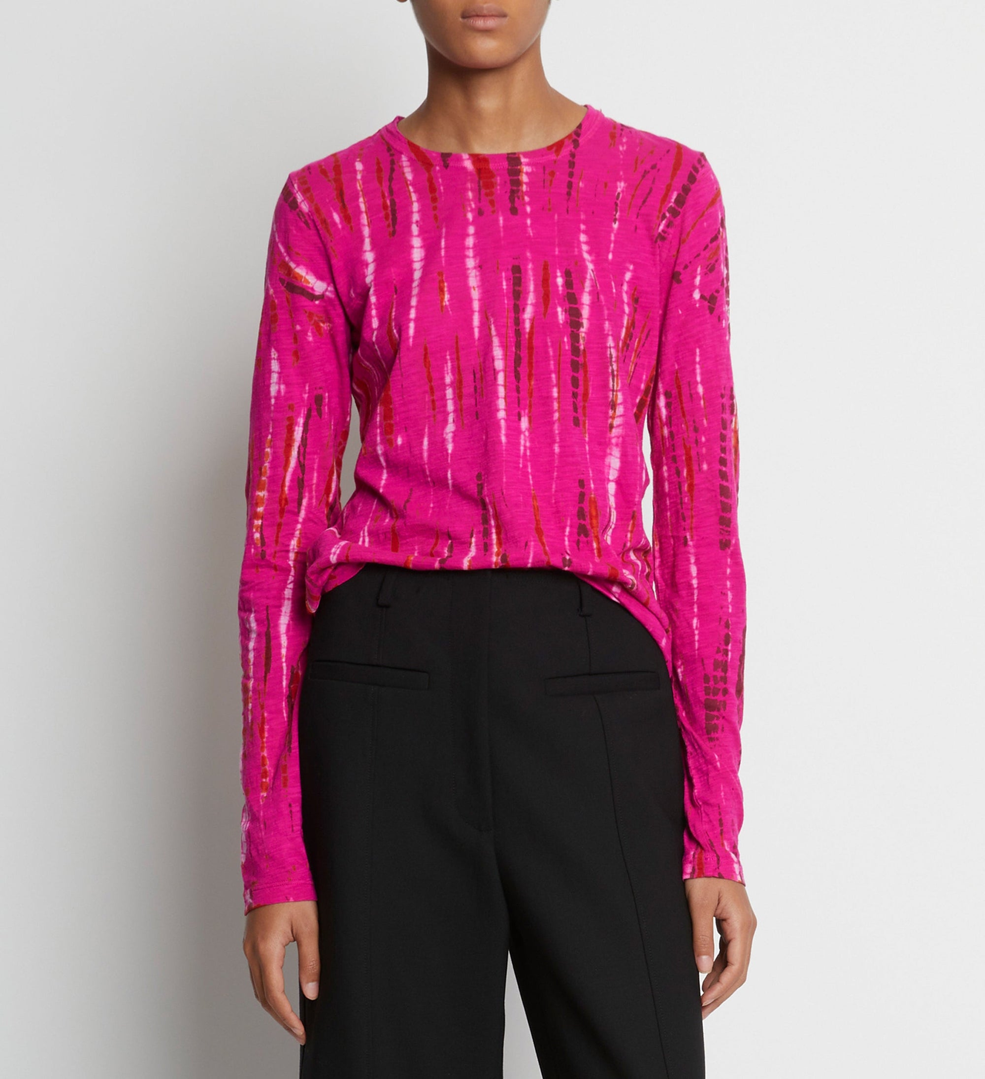 Long-sleeved tie & dye jumper - Fuschia Multicolor