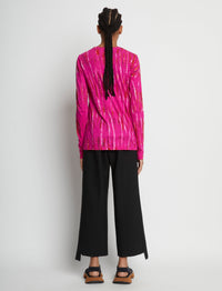 Long-sleeved tie & dye jumper - Fuschia Multicolor