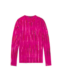 Long-sleeved tie & dye jumper - Fuschia Multicolor