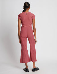 Pantalon 3/4 taille haute - Rose