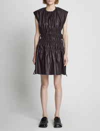 Leather-effect drawstring short dress - Black