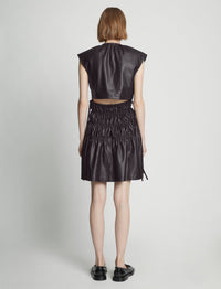Leather-effect drawstring short dress - Black