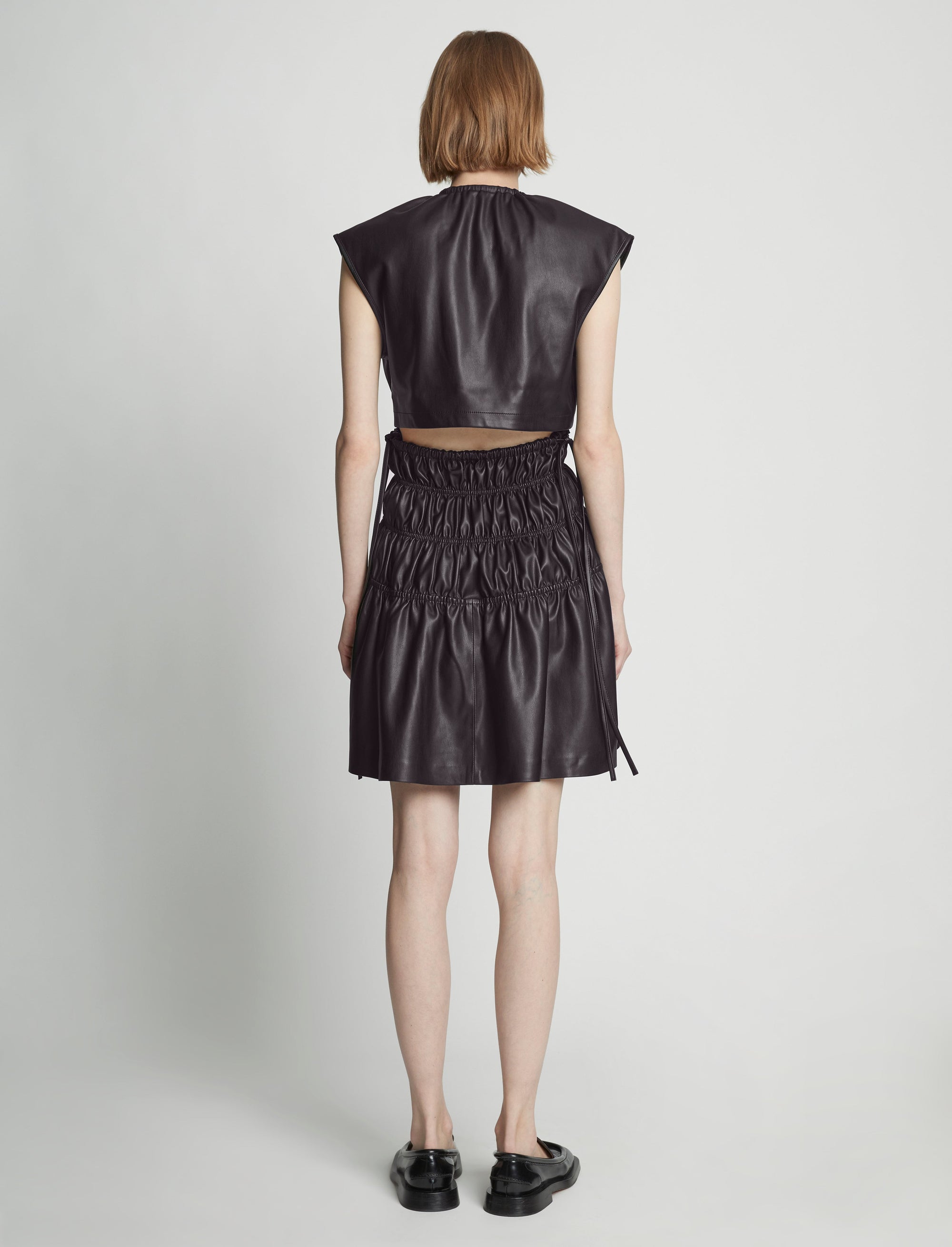 Leather-effect drawstring short dress - Black