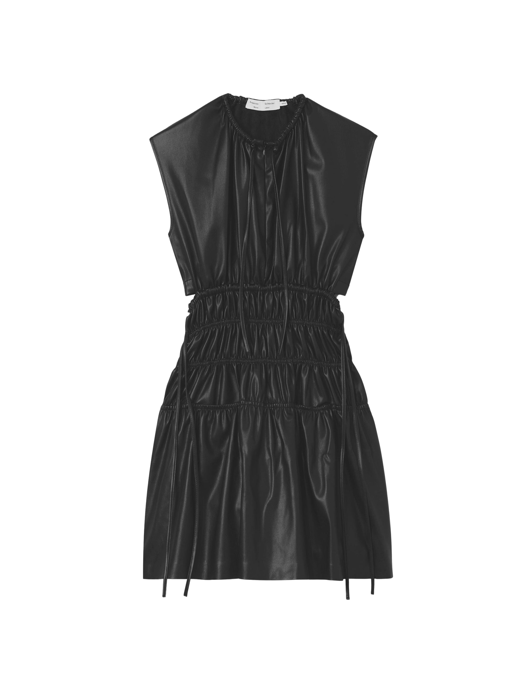 Leather-effect drawstring short dress - Black
