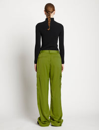 Pantalon cargo fluide taille haute - Leaf Green