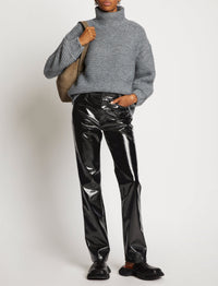 Pantalon droit en toile laquée - Black