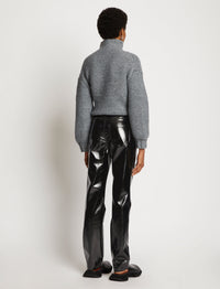 Pantalon droit en toile laquée - Black