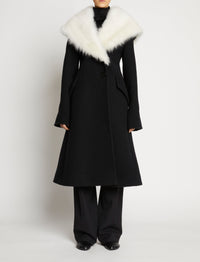 Manteau à revers en laine - Black