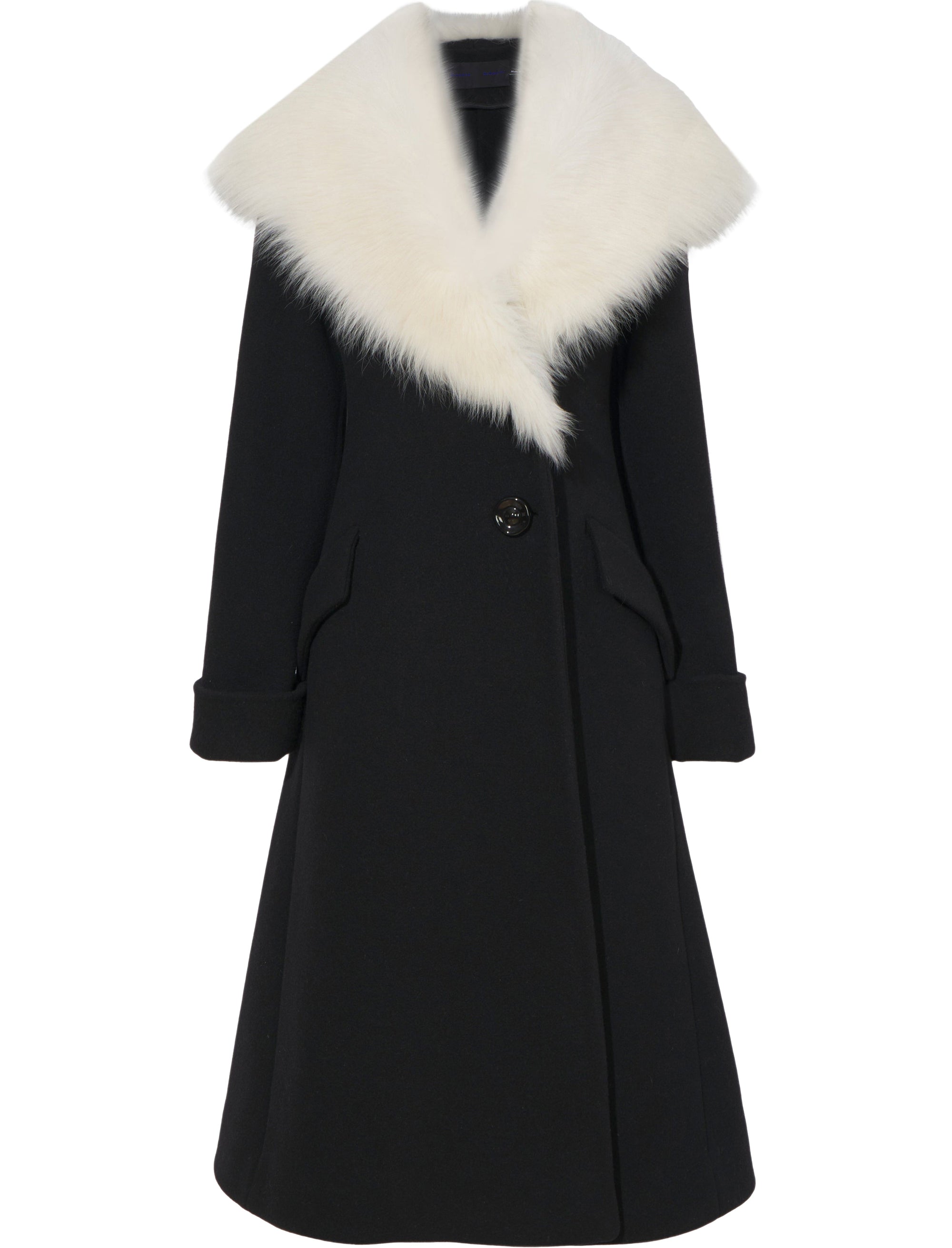 Manteau à revers en laine - Black