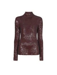 Pull à col roulé pailletté - Chocolate