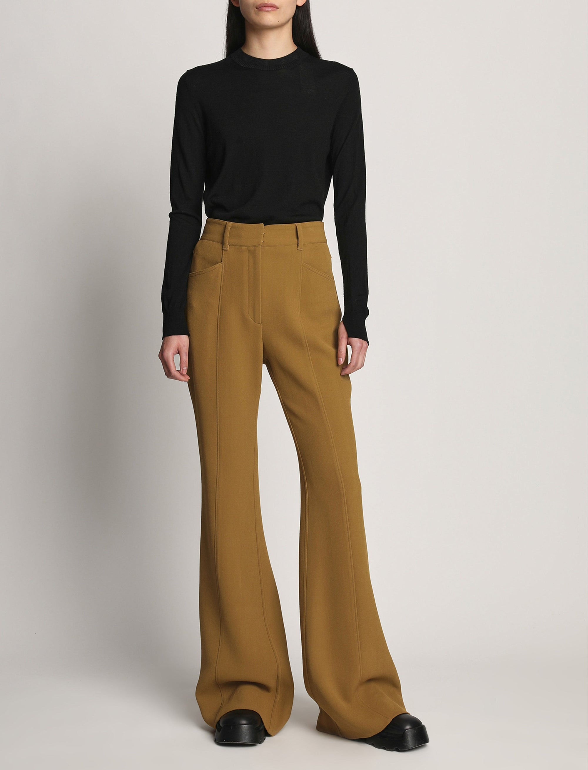 Pantalon en crêpe bi-stretch - Ochre