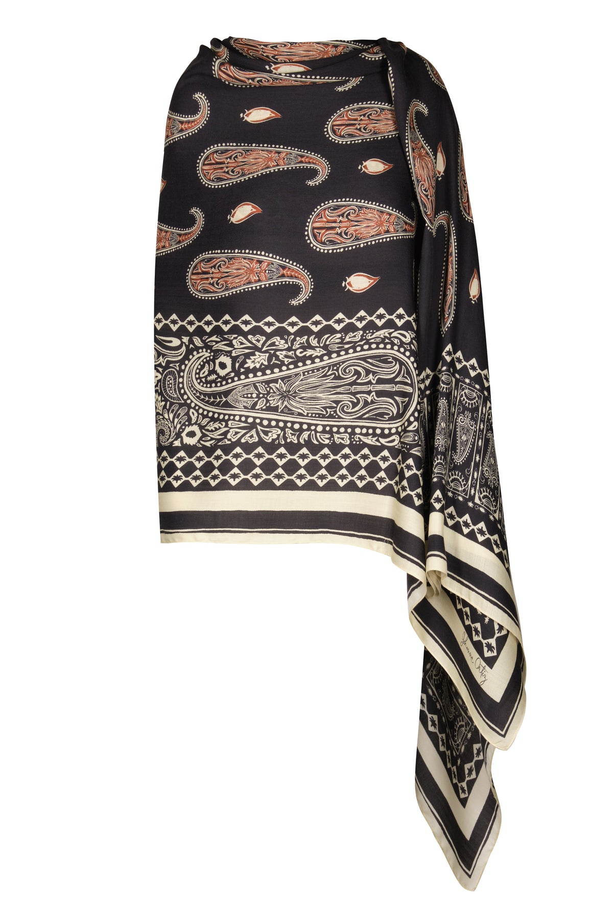 Black / Mosaic Paisley Shawl in Black