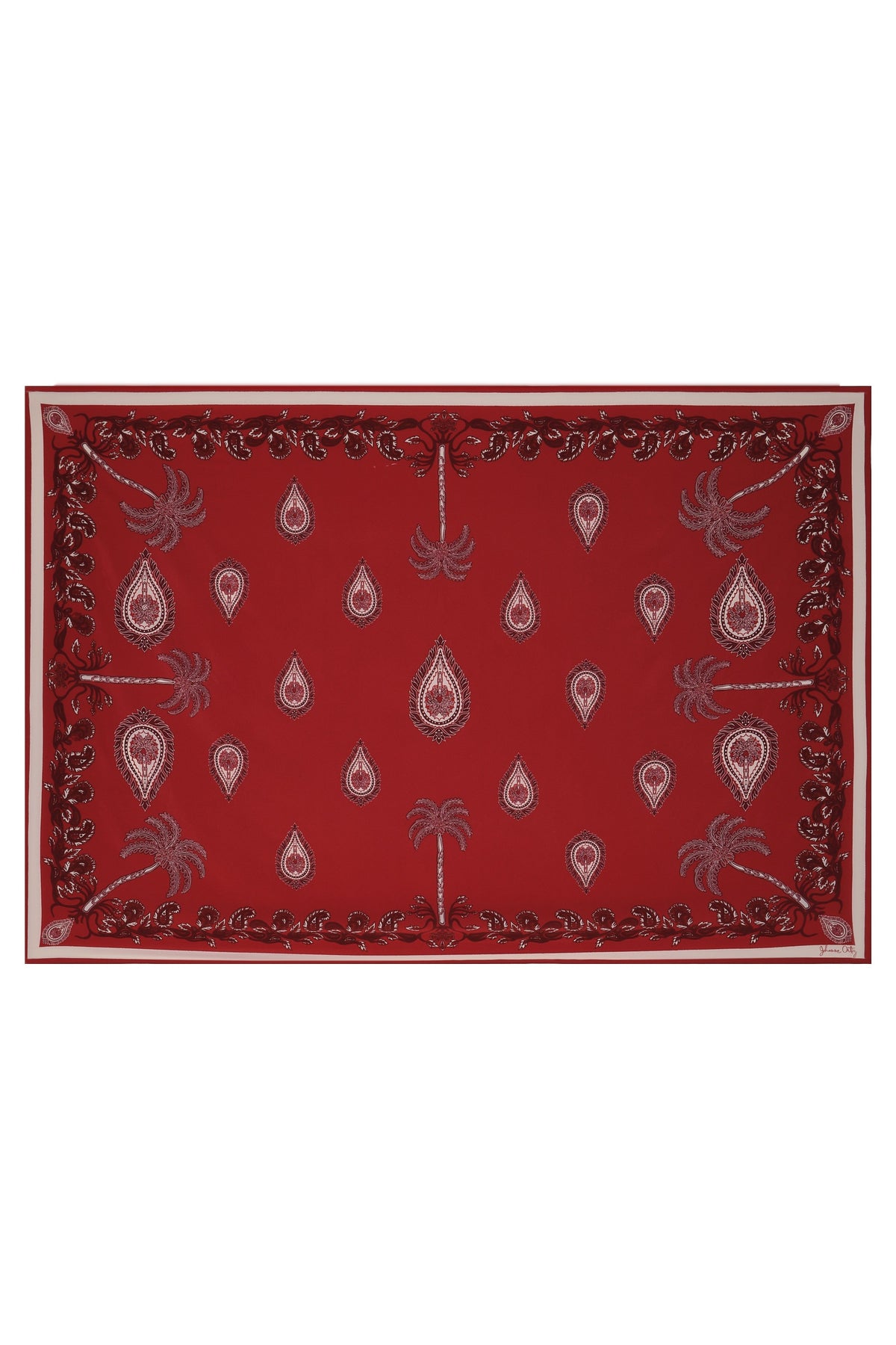 Châle Tropical bandana en soie - Rouge