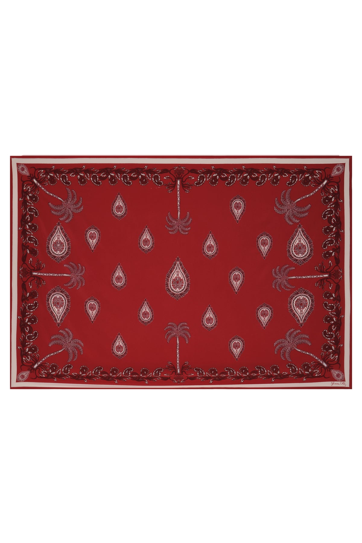 Tropical silk bandana shawl - Red