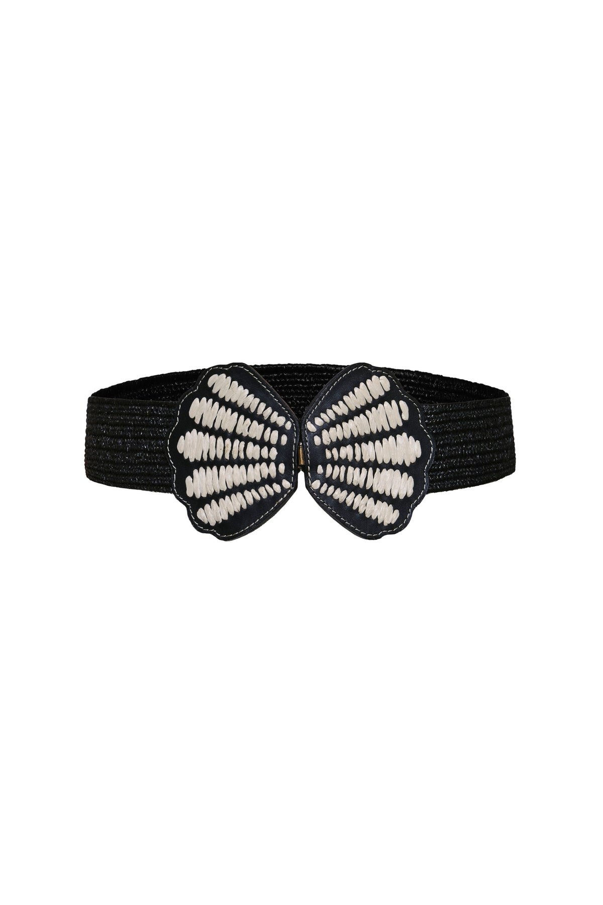 Ceinture Boho Seashells en soie - Noir