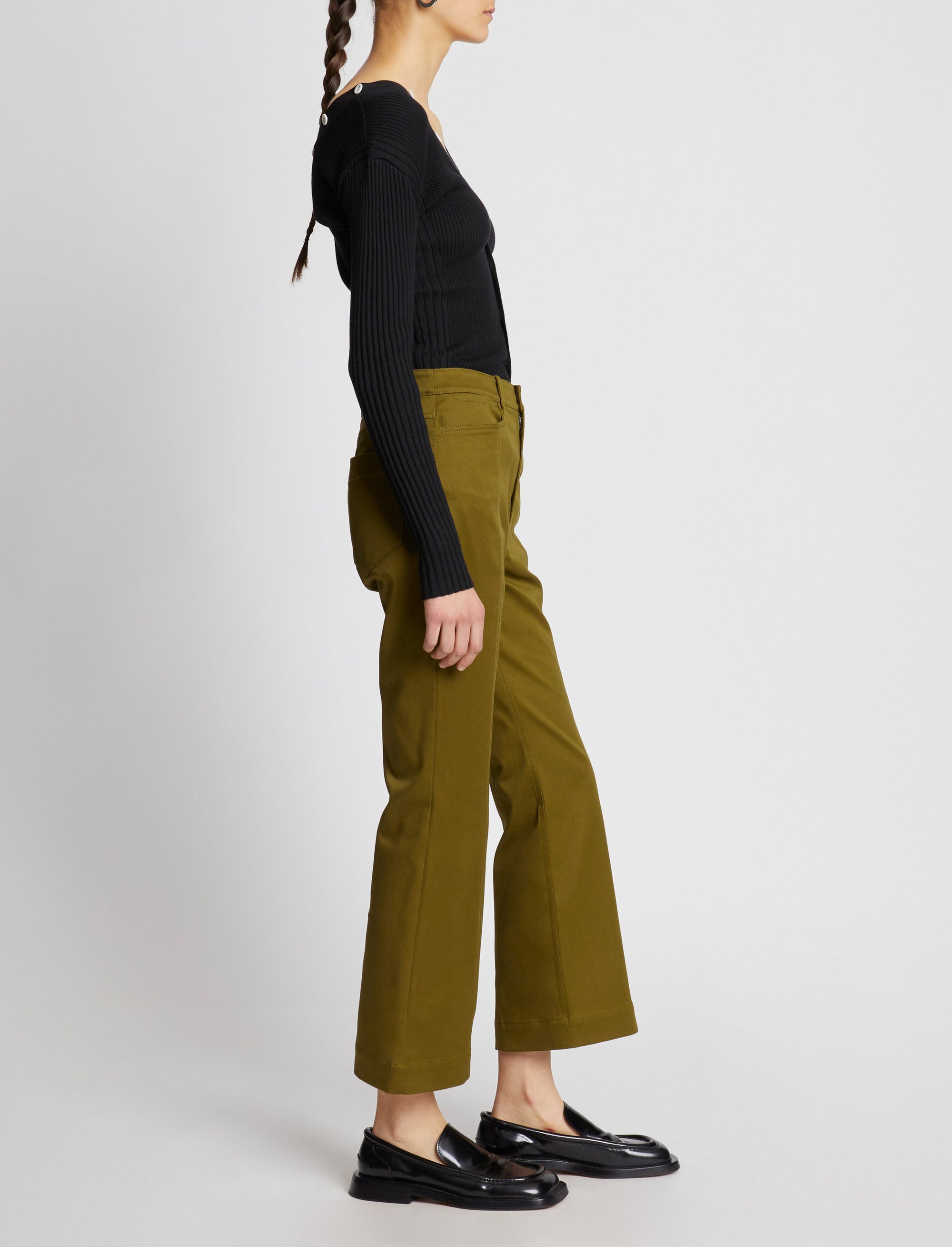Pantalon court évasé - Olive