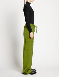 Pantalon cargo fluide taille haute - Leaf Green