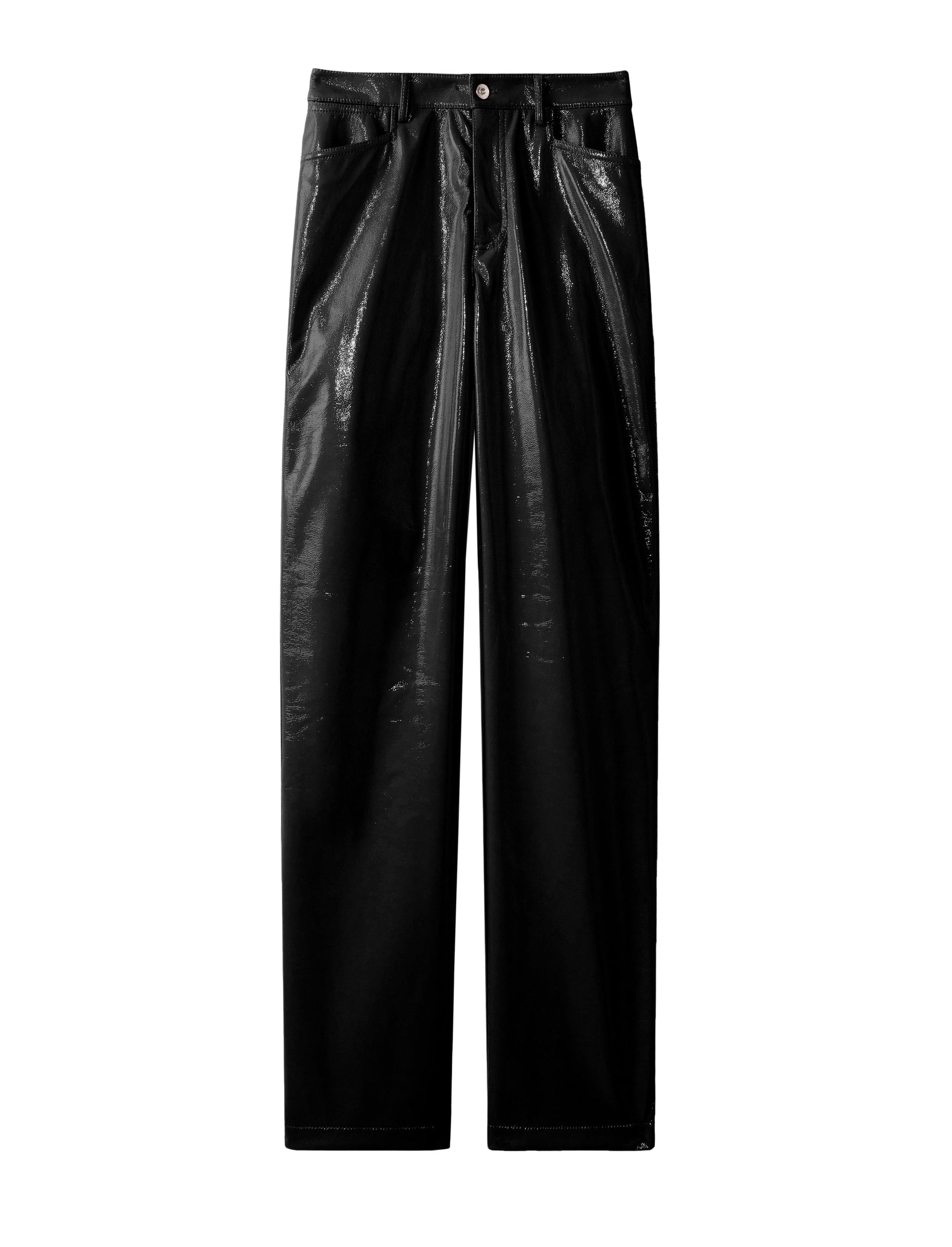 Pantalon droit en toile laquée - Black