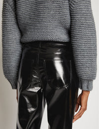 Pantalon droit en toile laquée - Black