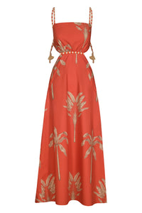 Water Adventure linen dress - Orange