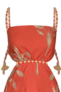 Water Adventure linen dress - Orange