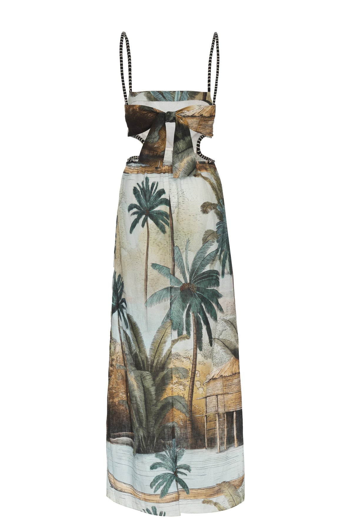Palm Of Tiahuanaco linen dress - Green