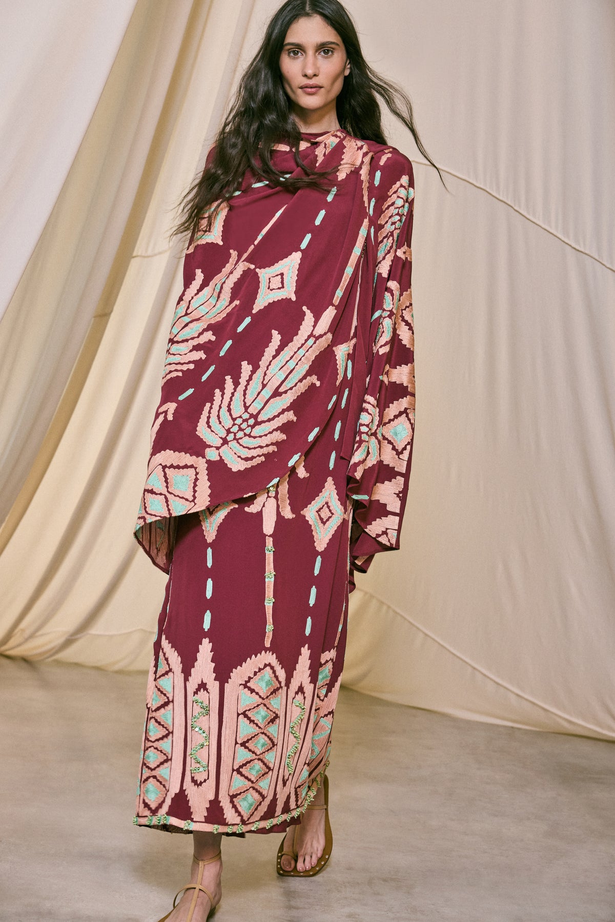 Wine / Wedge Weave Dress