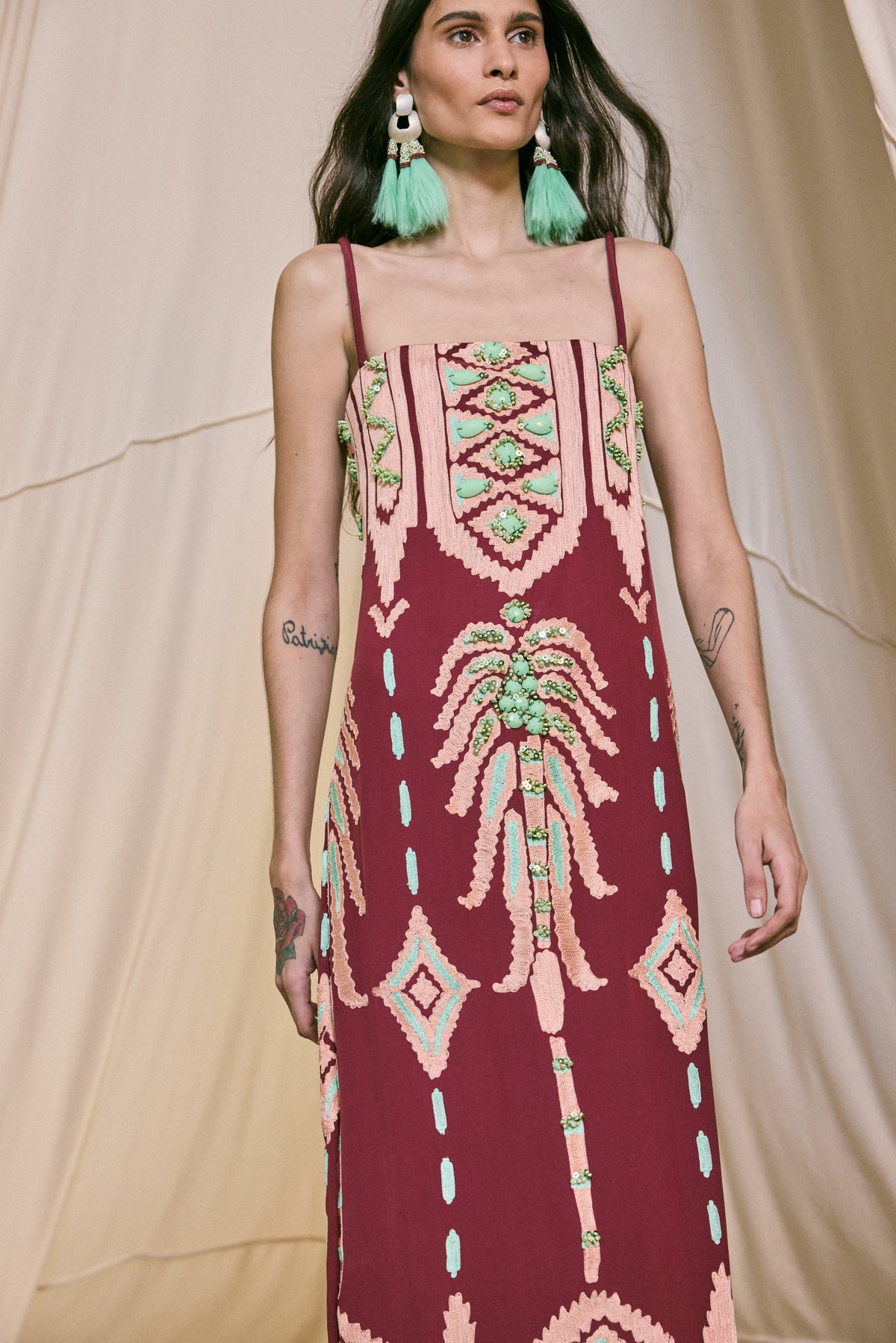 Wine / Wedge Weave Dress