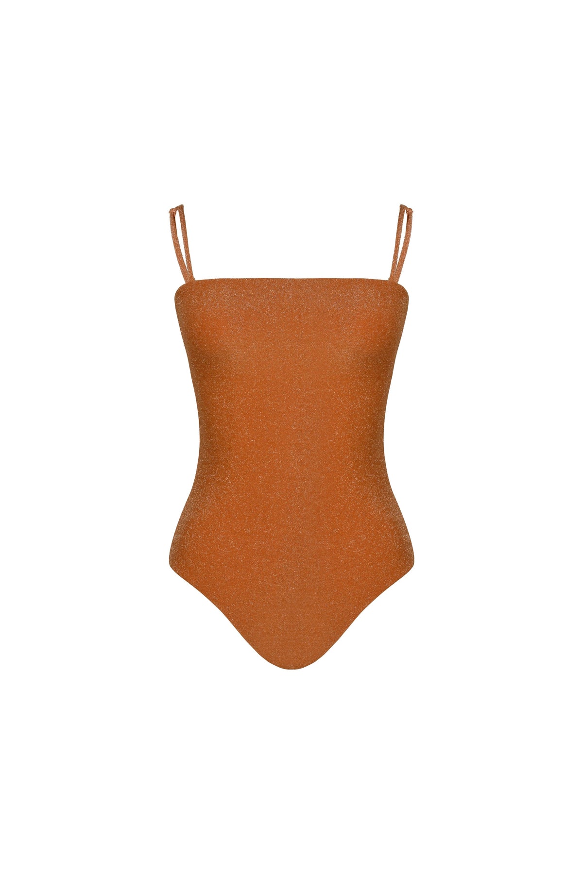 Shiny Iconography linen one-piece swimsuit - Orange