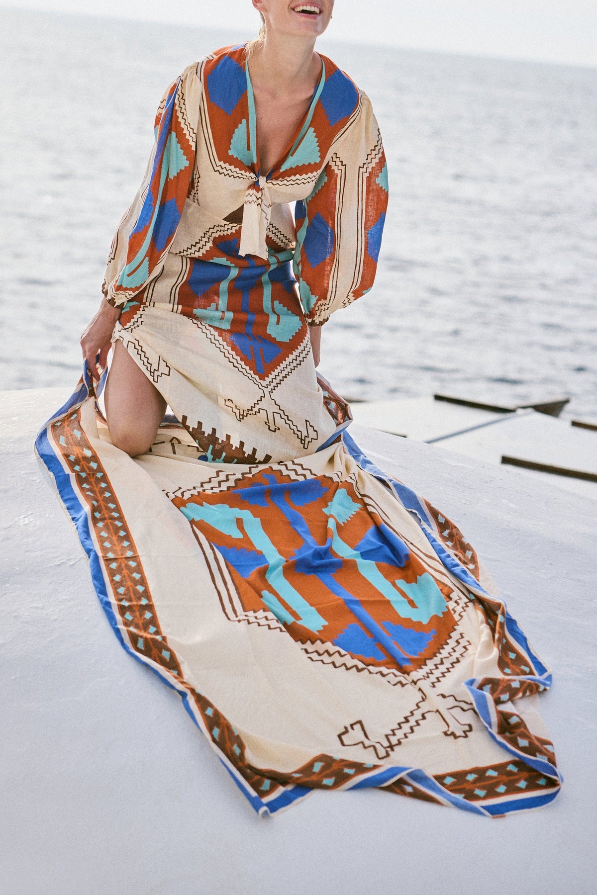 Sailing Flags linen dress - Orange