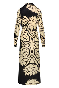 Robe Dream flowers en soie - Noir