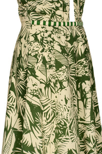 Heritage cotton dress with a tie-up neckline - Green