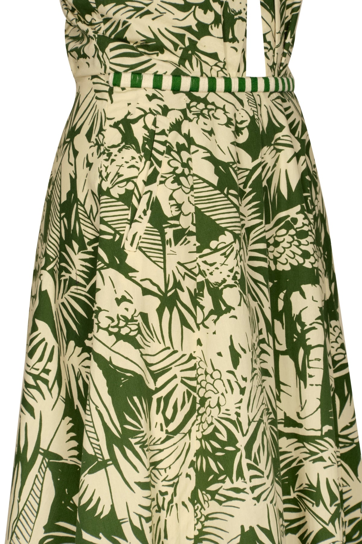 Heritage cotton dress with a tie-up neckline - Green