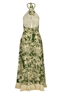Robe Heritage à nouer au col en coton - Vert