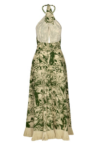 Robe Heritage à nouer au col en coton - Vert