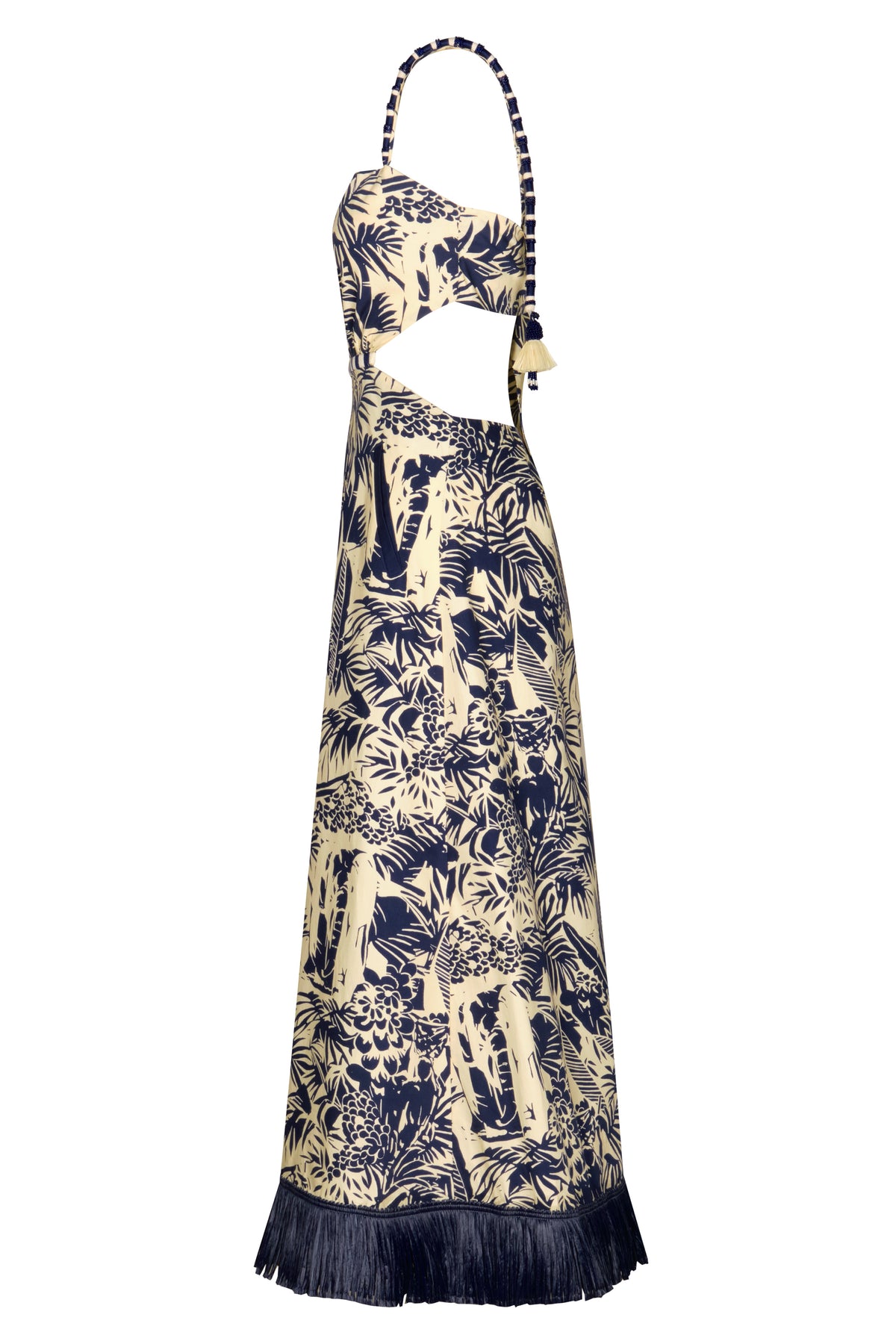 Robe Harmony dos à nouer en lin - Bleu