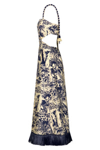 Harmony linen dress with a tie-back - Blue