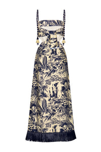 Harmony linen dress with a tie-back - Blue