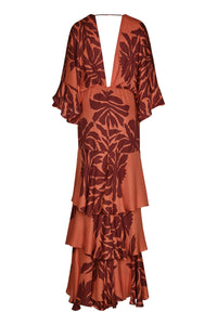 Botanical Poetry silk dress - Orange