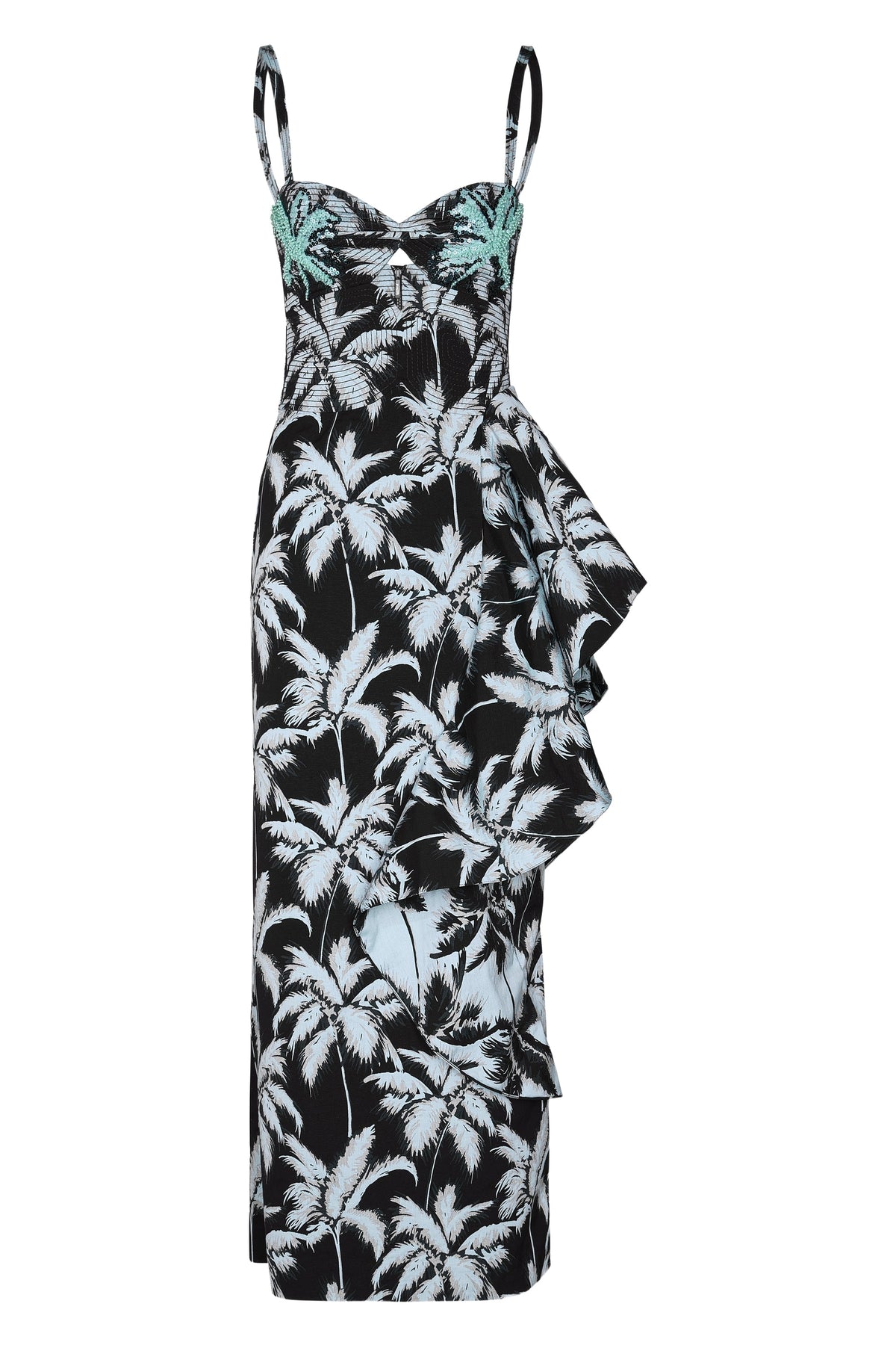 Robe Threaded palms en soie - Noir
