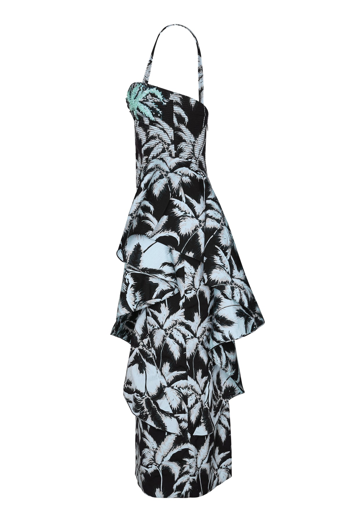 Robe Threaded palms en soie - Noir