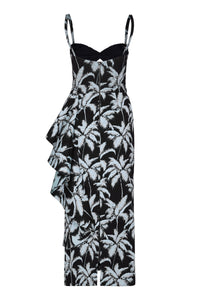 Threaded Palms silk dress - Black