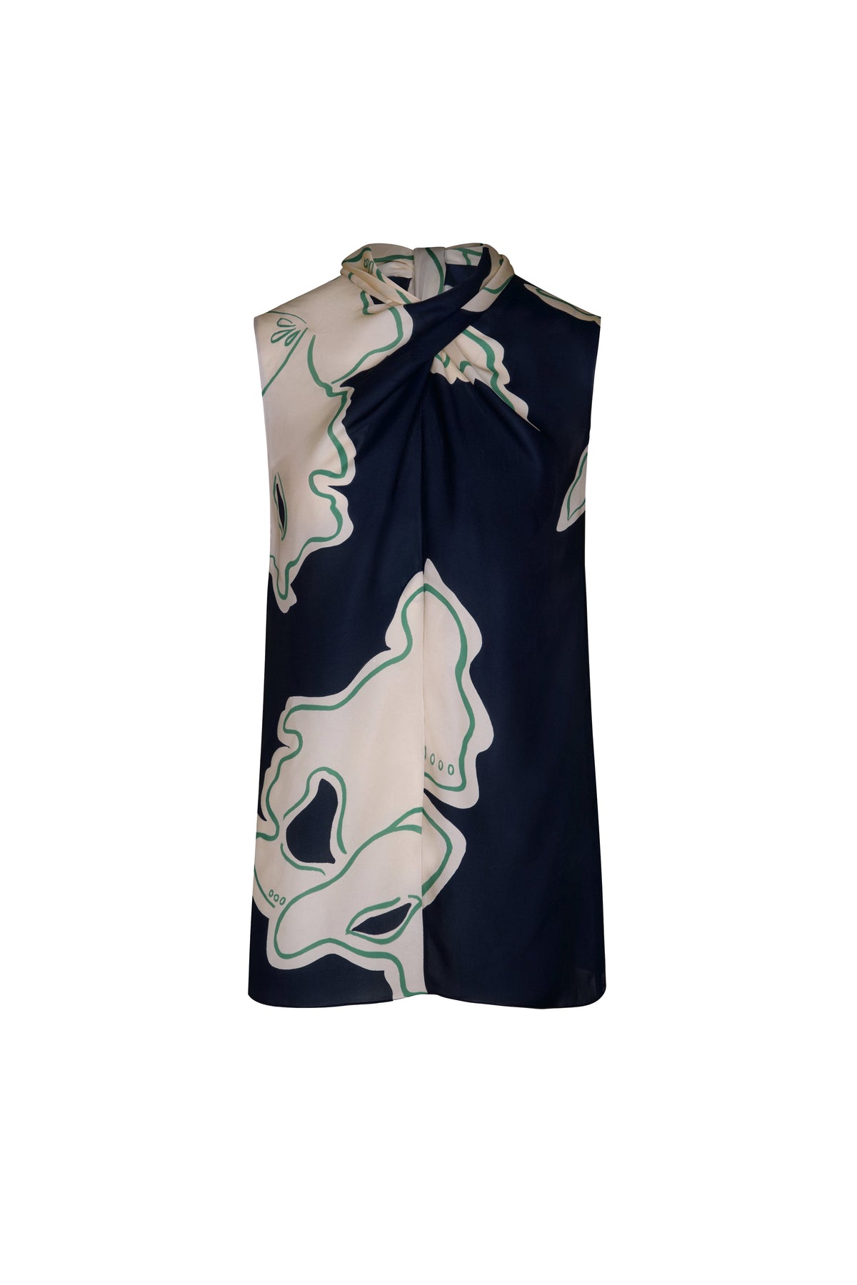 Emblematic silk top - Navy blue