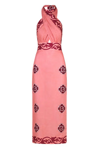 Energetic patterned linen dress - Pink