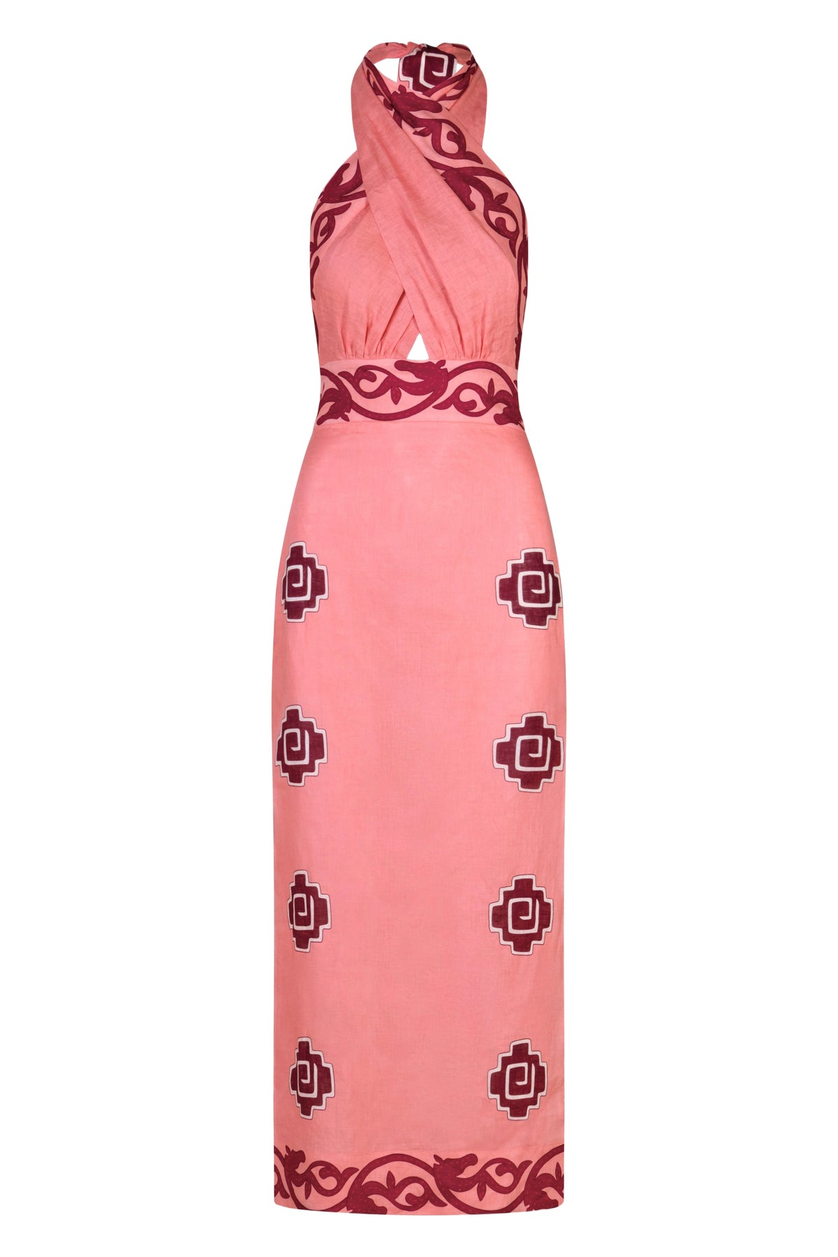 Energetic patterned linen dress - Pink