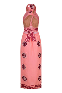 Energetic patterned linen dress - Pink