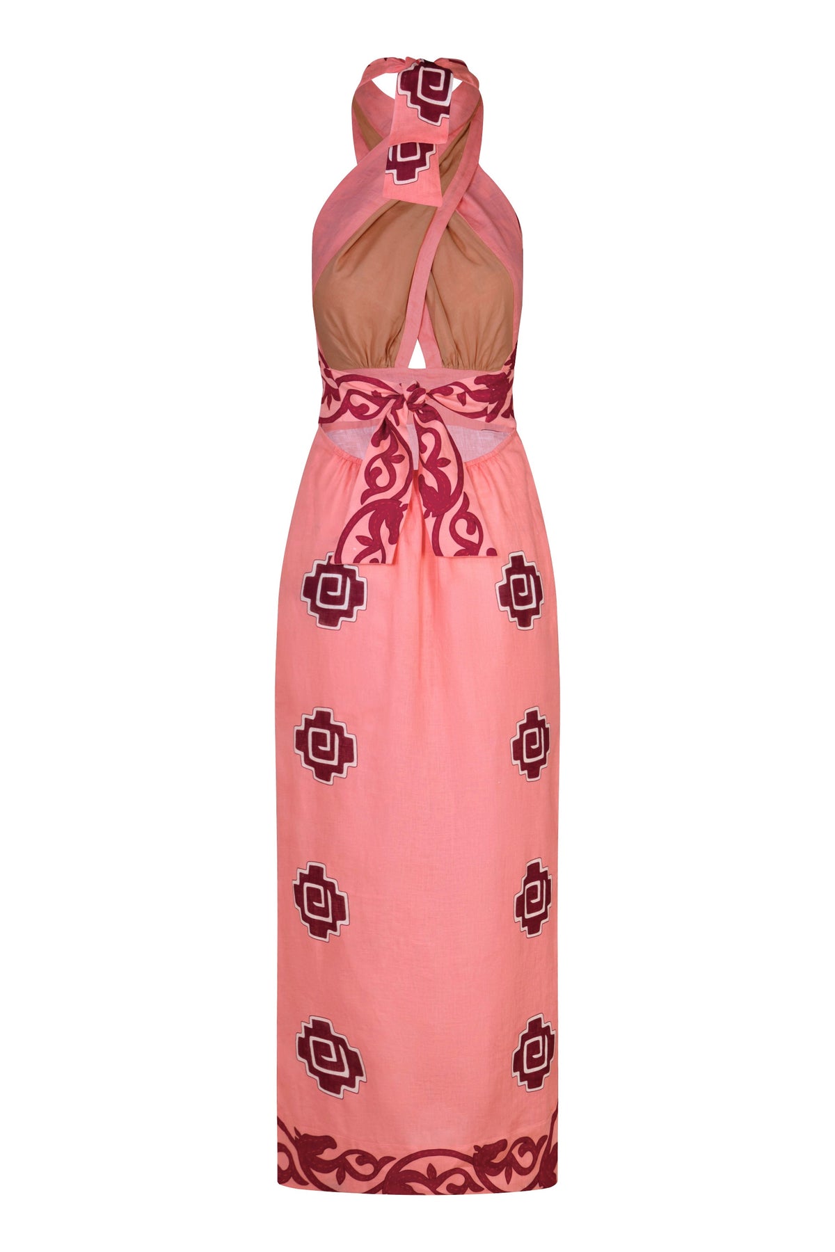 Energetic patterned linen dress - Pink